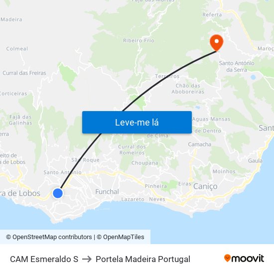 CAM Esmeraldo  S to Portela Madeira Portugal map