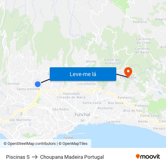 Piscinas  S to Choupana Madeira Portugal map