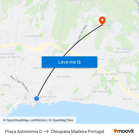 Praça Autonomia  D to Choupana Madeira Portugal map