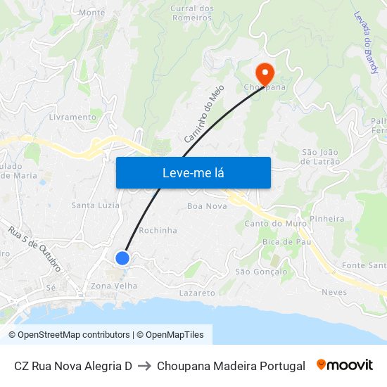 CZ Rua Nova Alegria  D to Choupana Madeira Portugal map