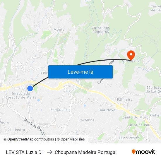 LEV STA Luzia  D1 to Choupana Madeira Portugal map