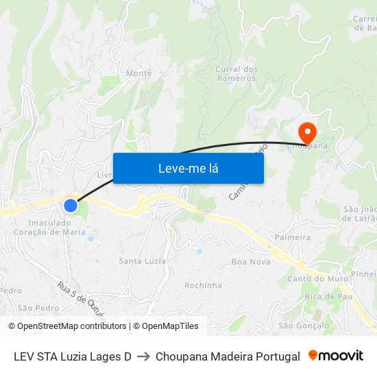 LEV STA Luzia  Lages  D to Choupana Madeira Portugal map