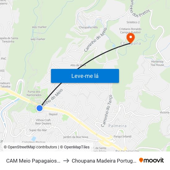 CAM Meio  Papagaios  S to Choupana Madeira Portugal map