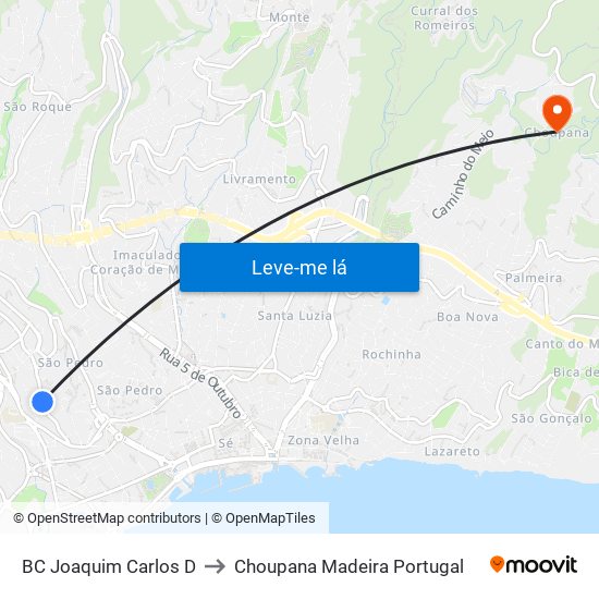 BC Joaquim Carlos  D to Choupana Madeira Portugal map