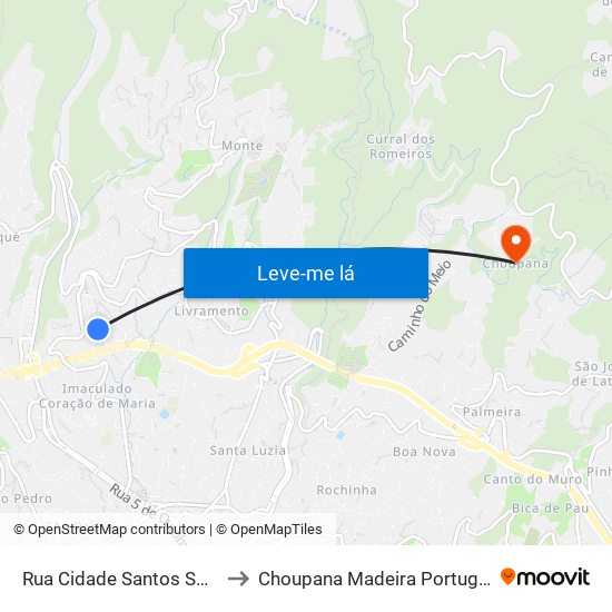 Rua Cidade Santos  S2A to Choupana Madeira Portugal map