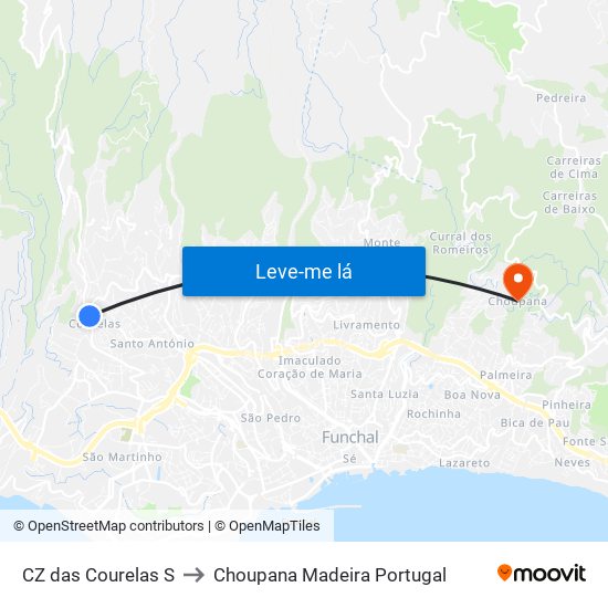 CZ das Courelas  S to Choupana Madeira Portugal map