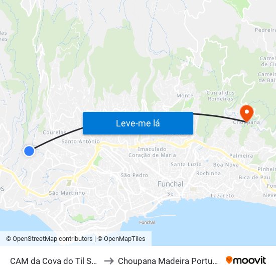 CAM da Cova do Til  S3A to Choupana Madeira Portugal map