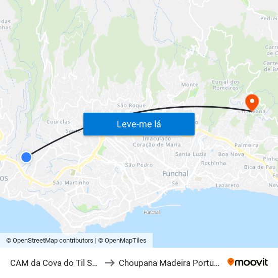 CAM da Cova do Til  S5A to Choupana Madeira Portugal map