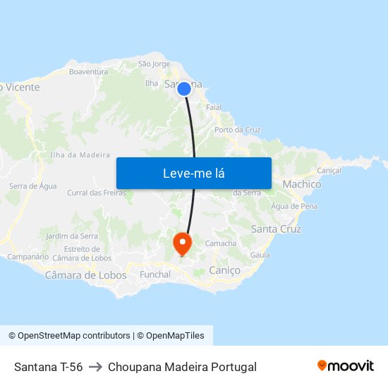 Santana  T-56 to Choupana Madeira Portugal map