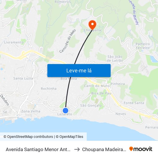 Avenida Santiago Menor Antes Da Escola to Choupana Madeira Portugal map