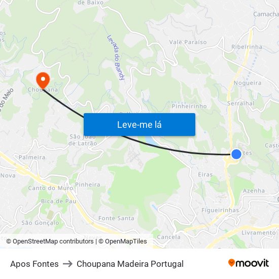 Apos Fontes to Choupana Madeira Portugal map