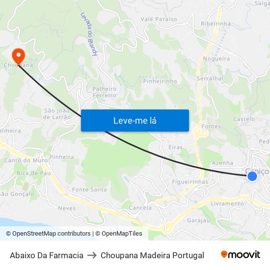 Abaixo Da Farmacia to Choupana Madeira Portugal map