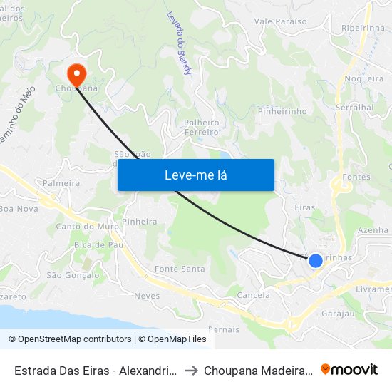 Estrada Das Eiras - Alexandrino (Descida) to Choupana Madeira Portugal map