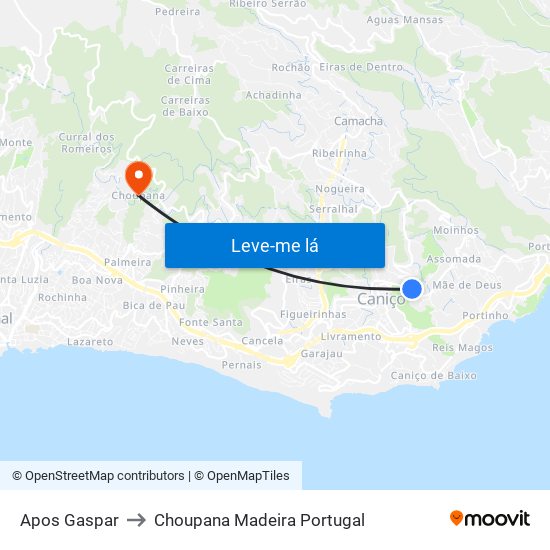 Apos Gaspar to Choupana Madeira Portugal map