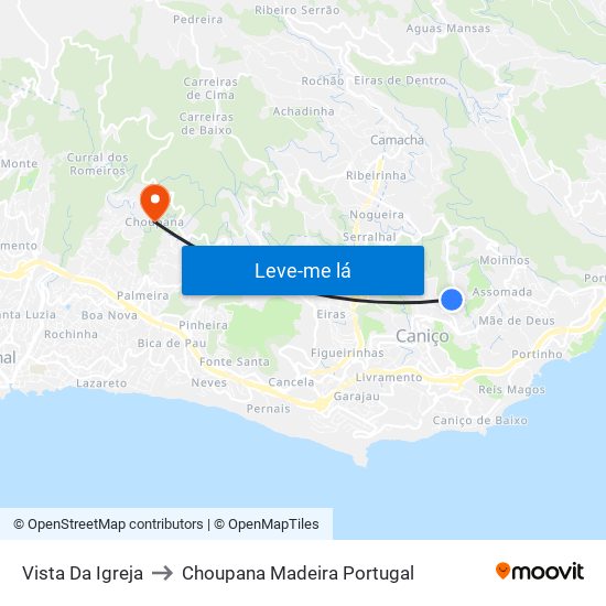 Vista Da Igreja to Choupana Madeira Portugal map