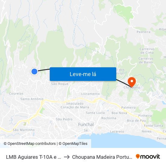 LMB Aguiares  T-10A e 46 to Choupana Madeira Portugal map