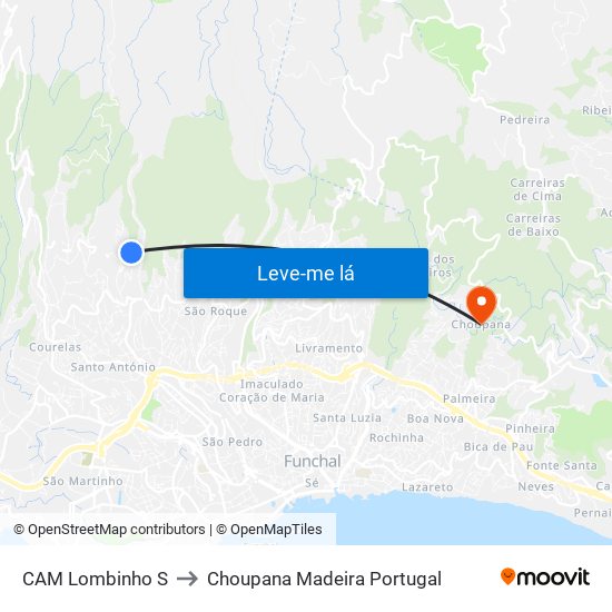 CAM Lombinho  S to Choupana Madeira Portugal map