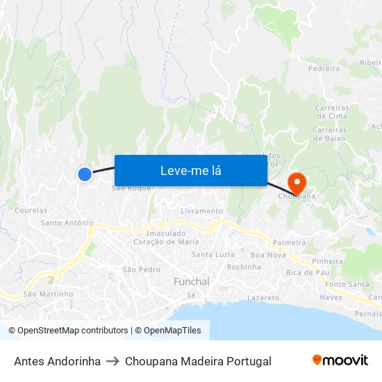 Antes Andorinha to Choupana Madeira Portugal map