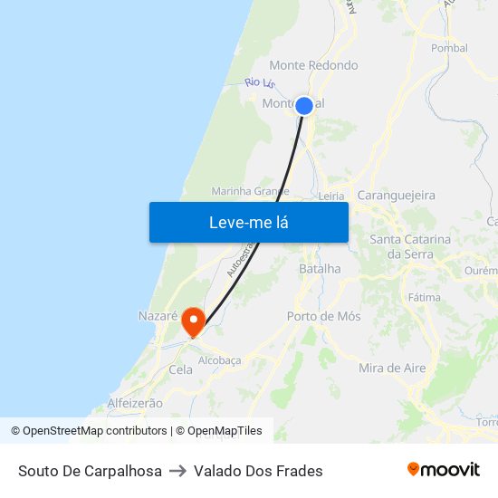 Souto De Carpalhosa to Valado Dos Frades map