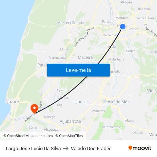Largo José Lúcio Da Silva to Valado Dos Frades map