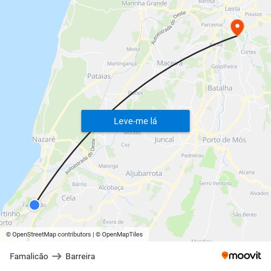 Famalicão to Barreira map