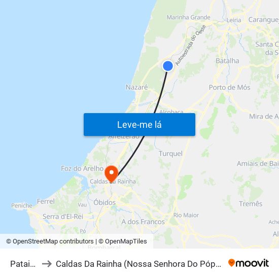 Pataias to Caldas Da Rainha (Nossa Senhora Do Pópulo) map