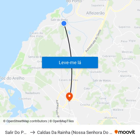 Salir Do Porto to Caldas Da Rainha (Nossa Senhora Do Pópulo) map