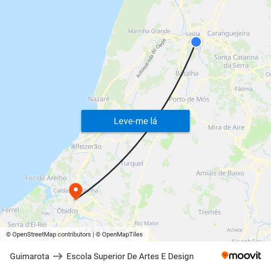 Guimarota to Escola Superior De Artes E Design map