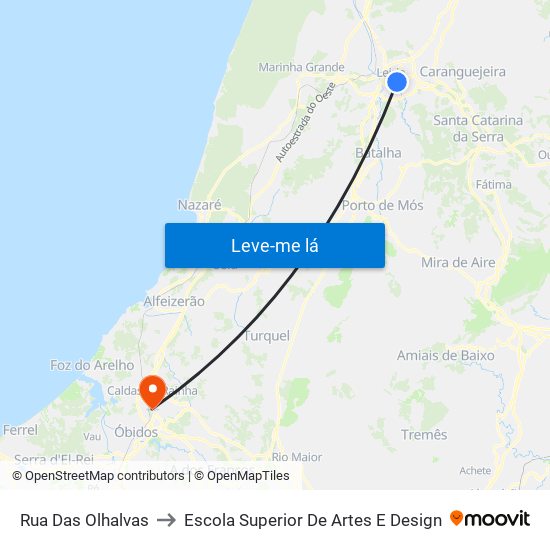 Rua Das Olhalvas to Escola Superior De Artes E Design map