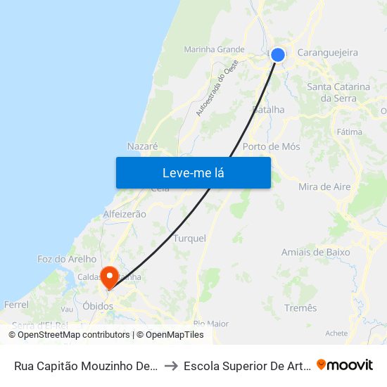 Rua Capitão Mouzinho De Albuquerque to Escola Superior De Artes E Design map