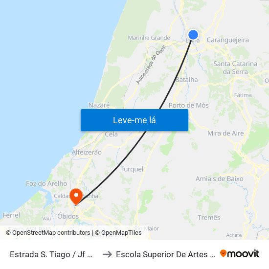 Estrada S. Tiago / Jf Marrazes to Escola Superior De Artes E Design map