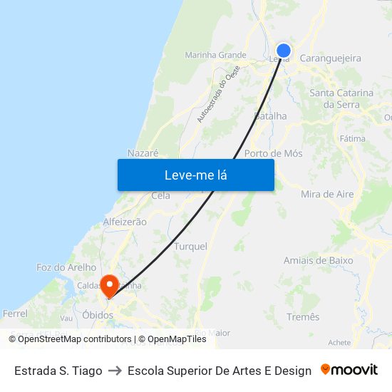 Estrada S. Tiago to Escola Superior De Artes E Design map