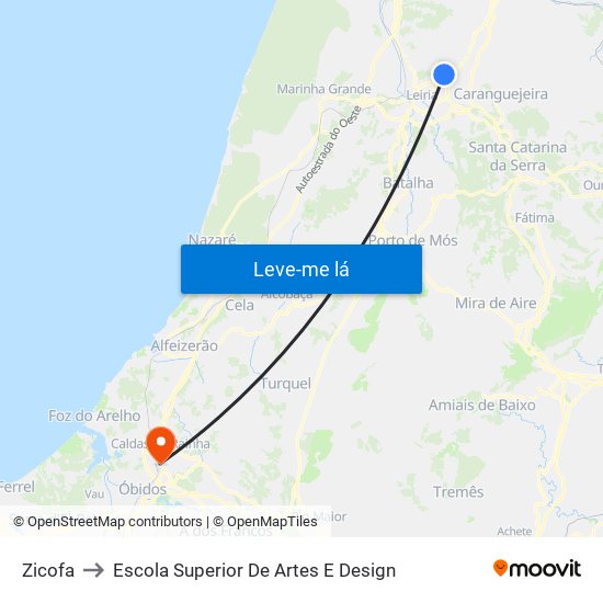 Zicofa to Escola Superior De Artes E Design map