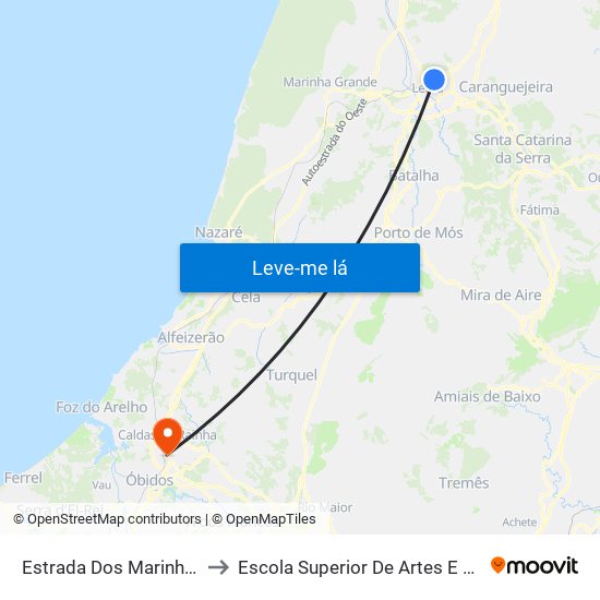 Estrada Dos Marinheiros to Escola Superior De Artes E Design map