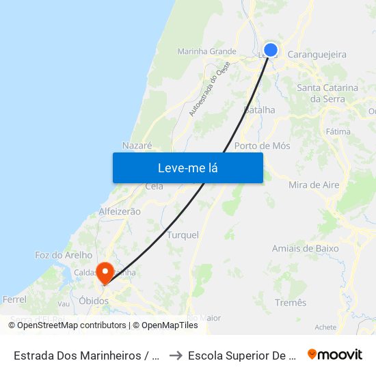 Estrada Dos Marinheiros / Travessa Oliveiras to Escola Superior De Artes E Design map