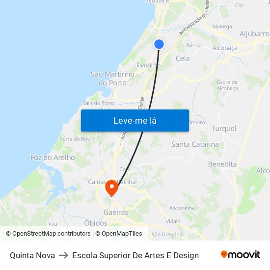 Quinta Nova to Escola Superior De Artes E Design map