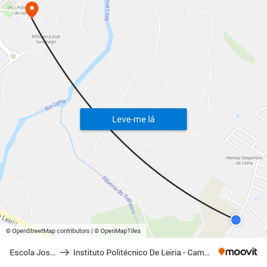Escola José Saraiva to Instituto Politécnico De Leiria - Campus 2 Estg / Esslei / Ued map