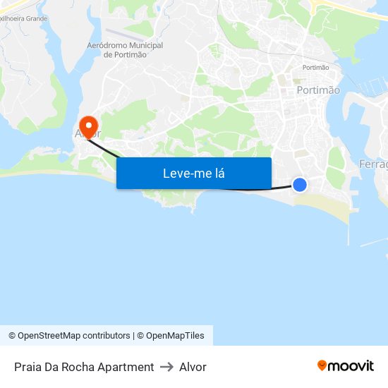 Praia Da Rocha Apartment to Alvor map