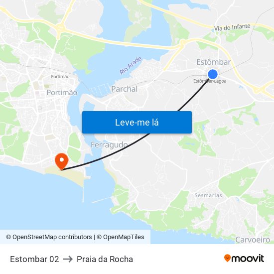Estombar 02 to Praia da Rocha map