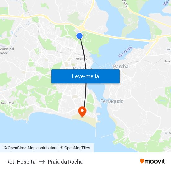 Rot. Hospital to Praia da Rocha map
