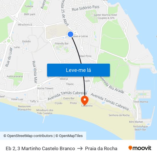 Eb 2, 3 Martinho Castelo Branco to Praia da Rocha map