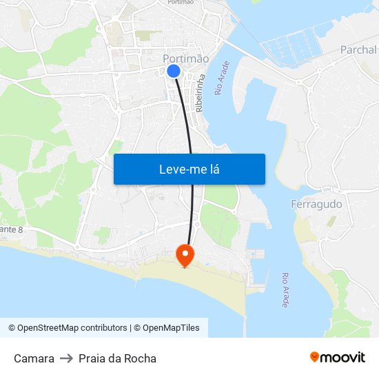 Camara to Praia da Rocha map