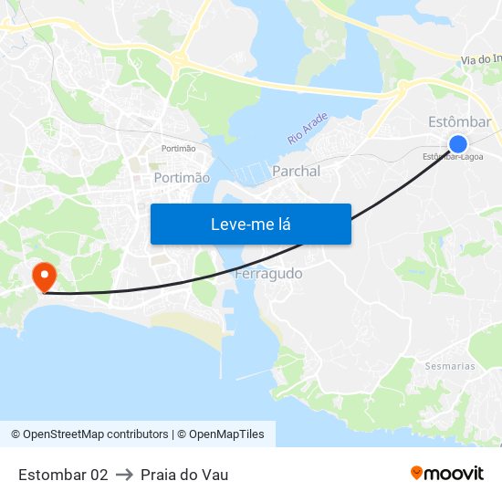 Estombar 02 to Praia do Vau map