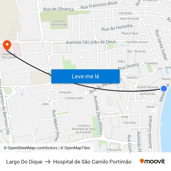 Largo Do Dique to Hospital de São Camilo Portimão map