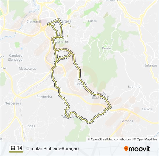 Mapa da linha do autocarro 14.