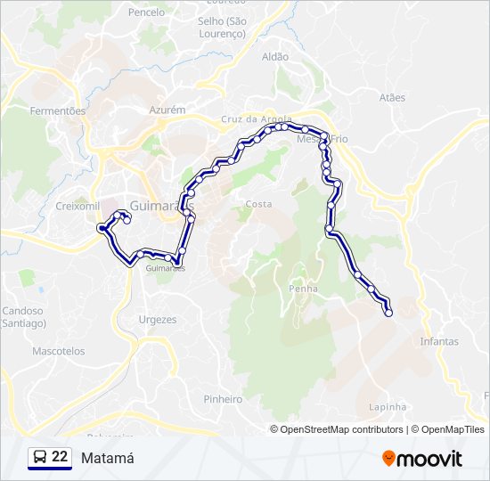 22 bus Line Map