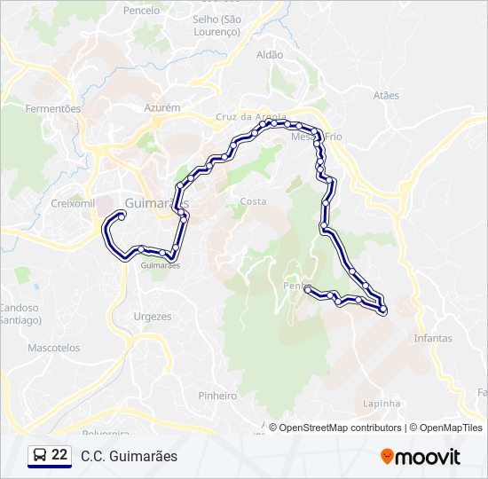 22 bus Line Map