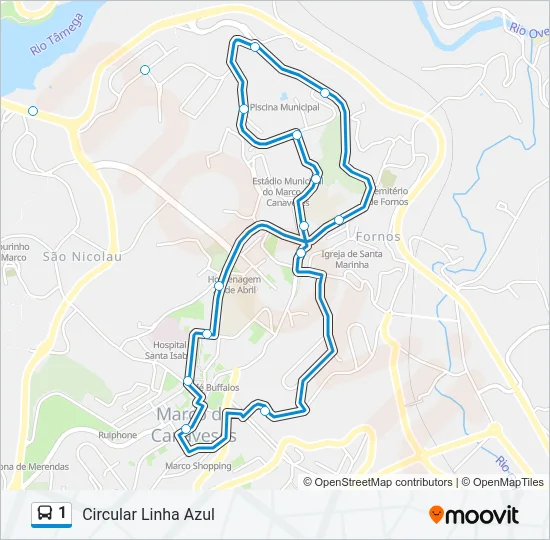 1 Bus Line Map