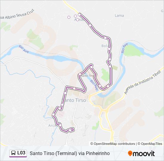 Mapa da linha do autocarro L03.