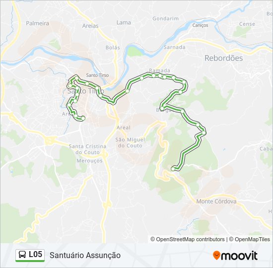 Mapa da linha do autocarro L05.